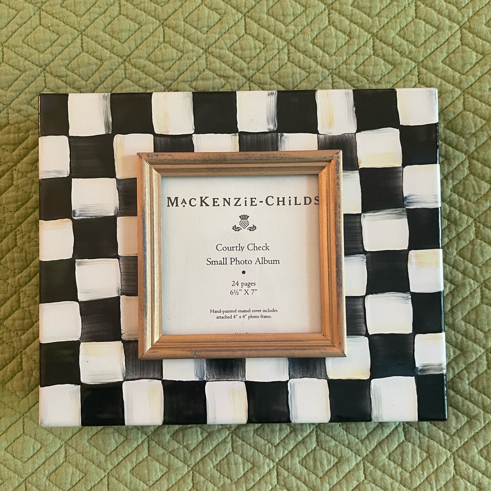 Mackenzie Childs Small Photo Album Courtly Check Enamel 24 Pages 6.5" X 7"